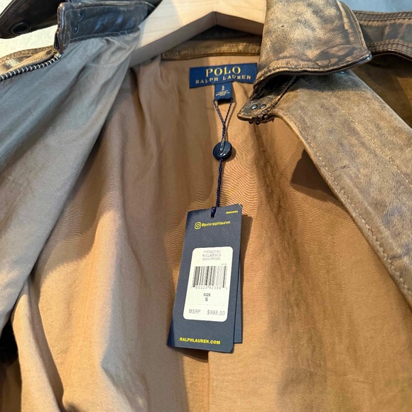 Polo Ralph Lauren Mens Brown Vintage Hand Detailed Leather Flight Bomber Jacket - Picture 8 of 10